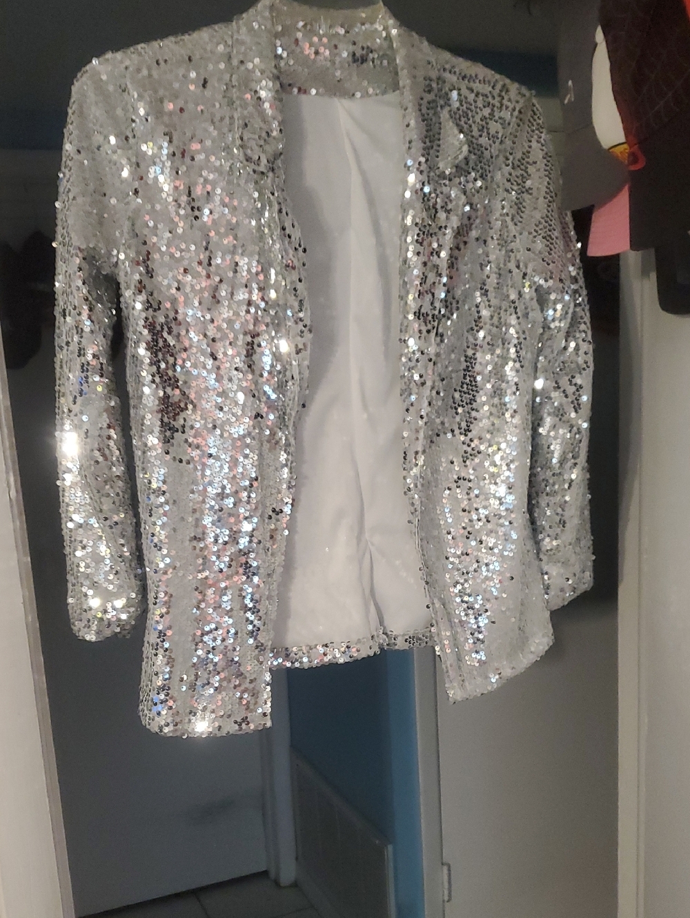 Sequin Blazer Jacket - Silver Sparkle Brand New.